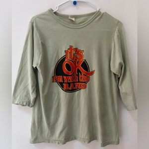 It’s Okay I’m With The Band Vintage Graphic T-Shirt Medium Single Stitch Retro